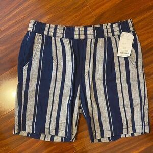 Kronstadt linen cotton blend Navy and Gray Striped Shorts